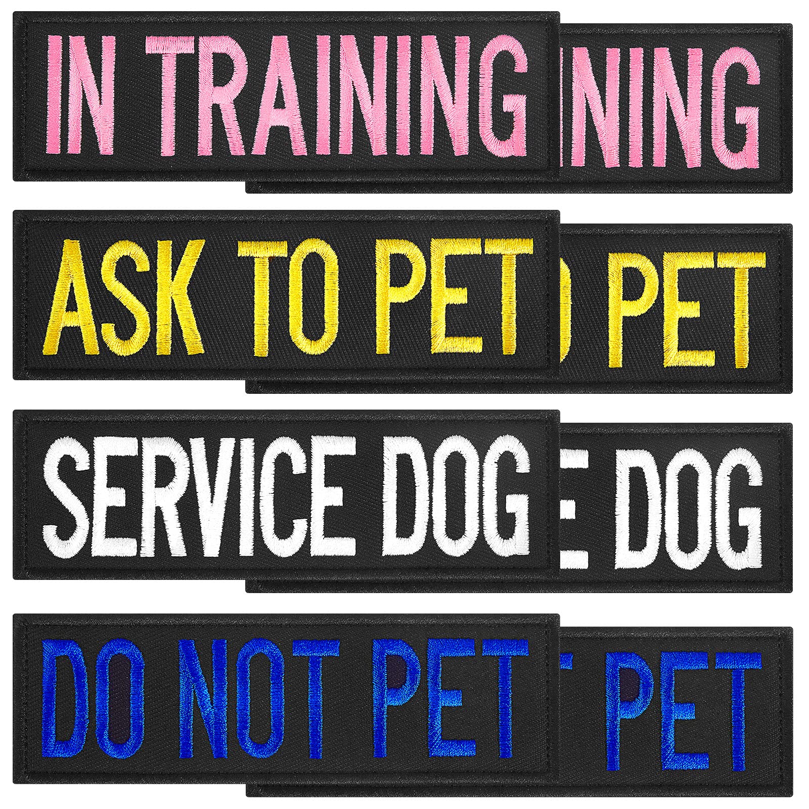 8 Pieces Colorful Service Dog Patches - Do Not Pet & Ask to Pet Vest Patches for Tactical Dog Harnesses, Collars & Leashes - Perfect for Training, Therapy Dogs & Public Outings