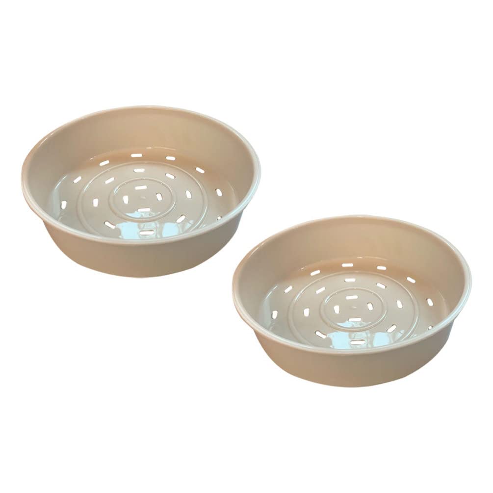 DOITOOL 2-Piece Plastic Steamer Basket Set for Rice Cookers - Vegetable Steamer, Steamed Bun Tray with Drain Holes - Perfect for Healthy Meals, Dumplings & Rice Cooking (2L Capacity)