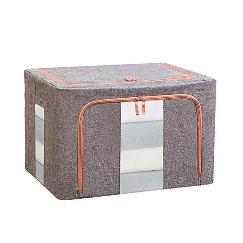 Gallity Foldable Clear Window Storage Bins - Stackable Closet Organizer for Clothes, Bedding & Comforters - Large Capacity Fabric Storage Box with Handles (Gray) - Perfect for Bedroom, Closet & Home Organization