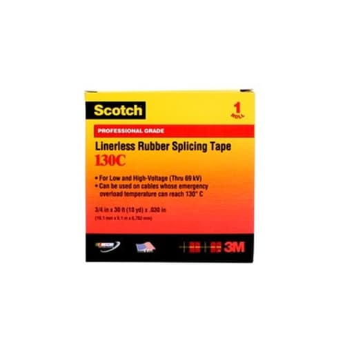 3M Scotch 130C Linerless Rubber Splicing Tape - 3/4 Inch x 30 Feet - Waterproof Electrical Insulation Tape for Wire Repair, Cable Splicing & DIY Projects - Ideal for Outdoor, Marine & Automotive Use