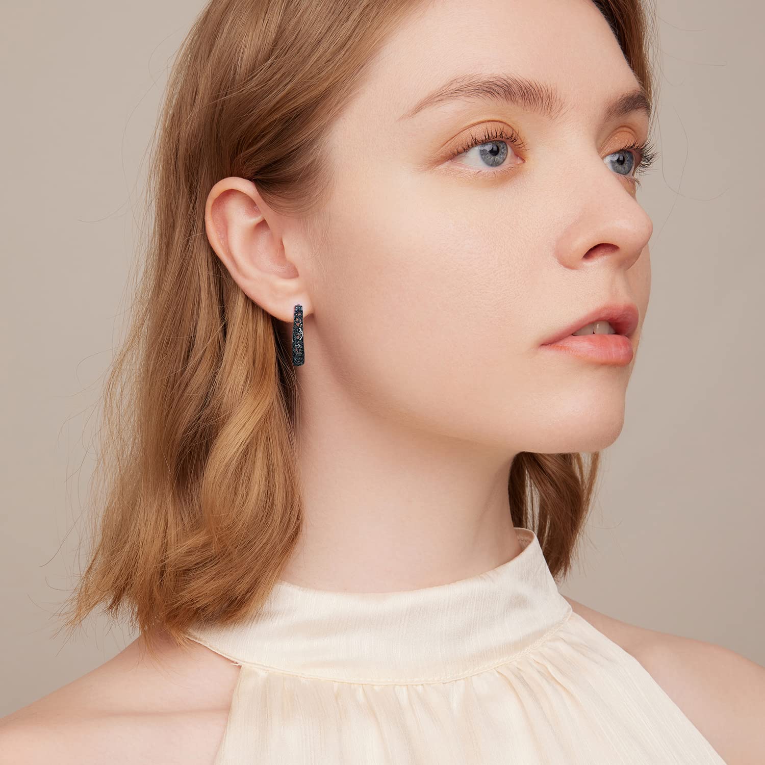 BISAER 925 Sterling Silver Hoop Earrings - 14K Gold Plated Hypoallergenic Jewelry Set for Women | Elegant Filigree Design for Everyday Wear, Parties & Gifts