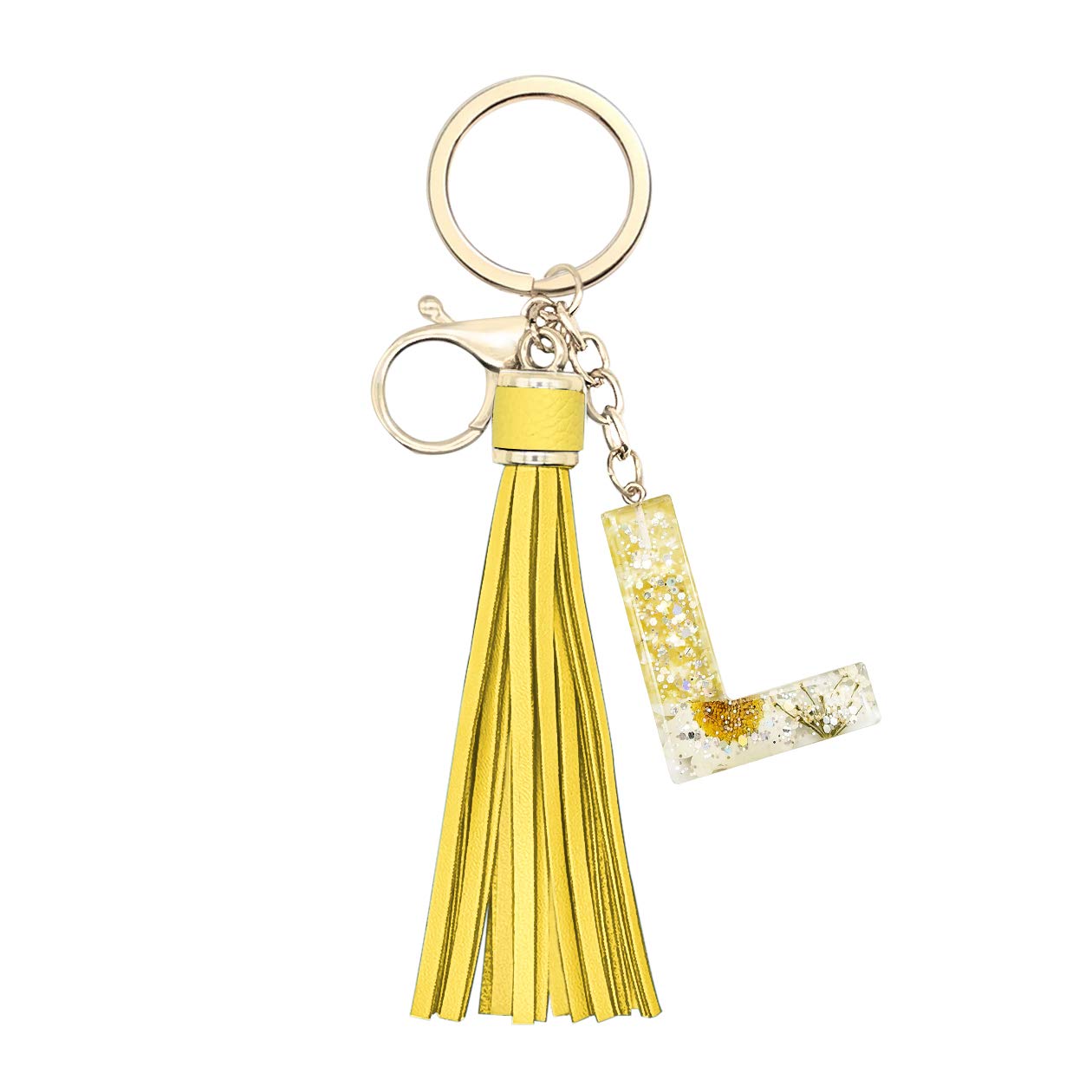 Personalized Daisy Alphabet Initial Letter Keychain - Cute Tassel Pendant Key Ring for Women & Girls | Perfect Gift for Purse, Handbag, Backpack & Key Organization