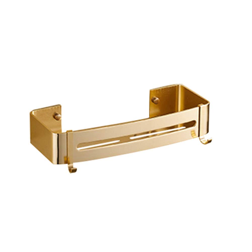 ZHAOHUI Wall-Mounted Rotatable Bathroom Shelves - Aluminum Square Shower Towel Rack with Anti-Rust Coating, Ventilation Design & No-Drill Installation - Gold (1 Tier) - Perfect for Small Bathrooms, Showers, and Space-Saving Storage Solutions