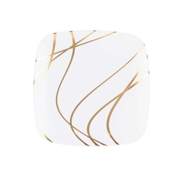 32-Pack White & Gold Square Plastic Dinnerware Set for 16 Guests - Elegant Disposable Plates, Cups & Cutlery - Perfect for Weddings, Parties, BBQs & Outdoor Events