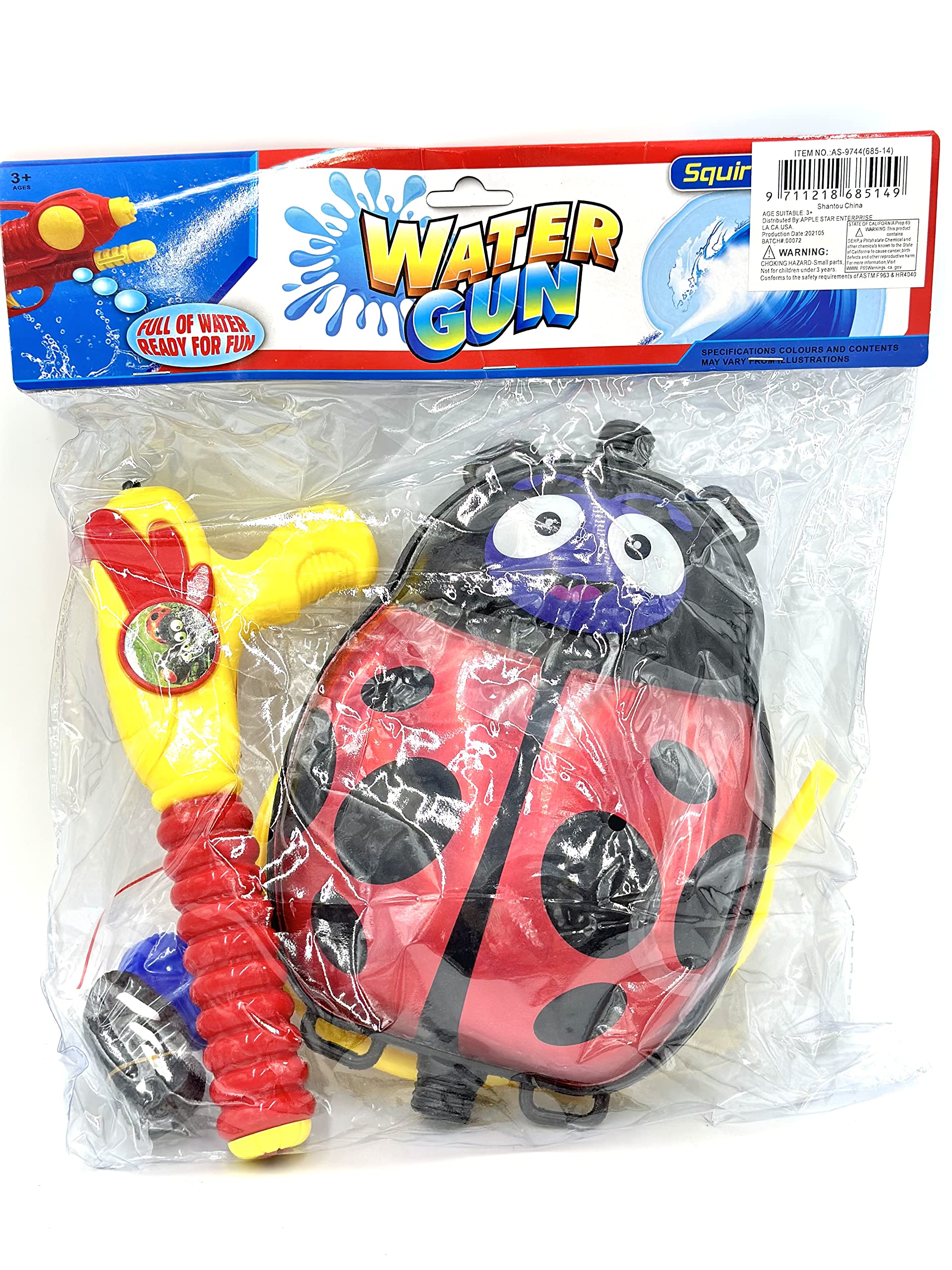 Kids Water Gun Backpack - Ladybug Water Blaster Toy with Tank for Outdoor Summer Fun | Pool, Beach, Backyard Water Play | Durable Water Shooter for Children