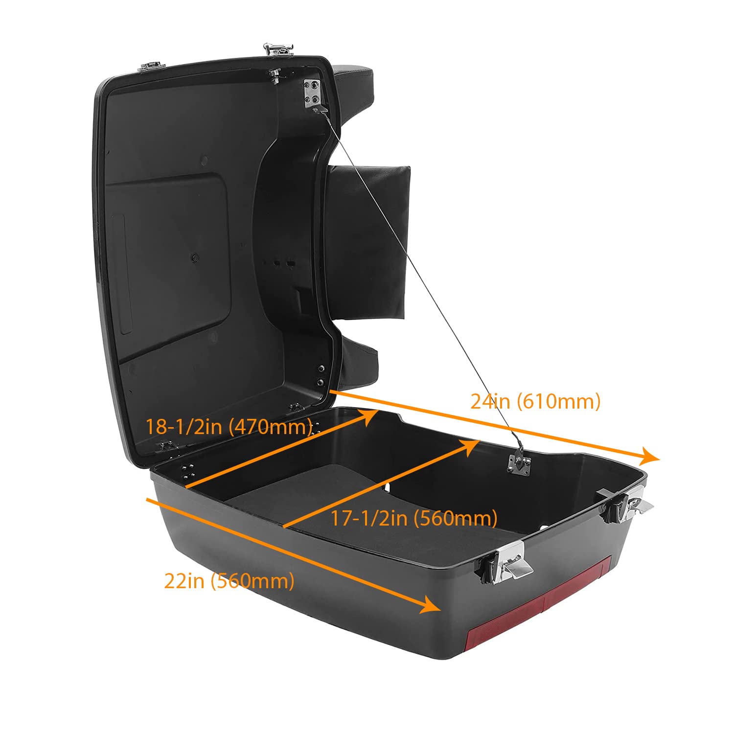ECOTRIC Chopped Tour Pack Trunk for 1997-2008 Harley Davidson Touring Electra Glide & Road King - Compatible with Backrest & Top Rack | Perfect for Long-Distance Motorcycle Trips & Storage