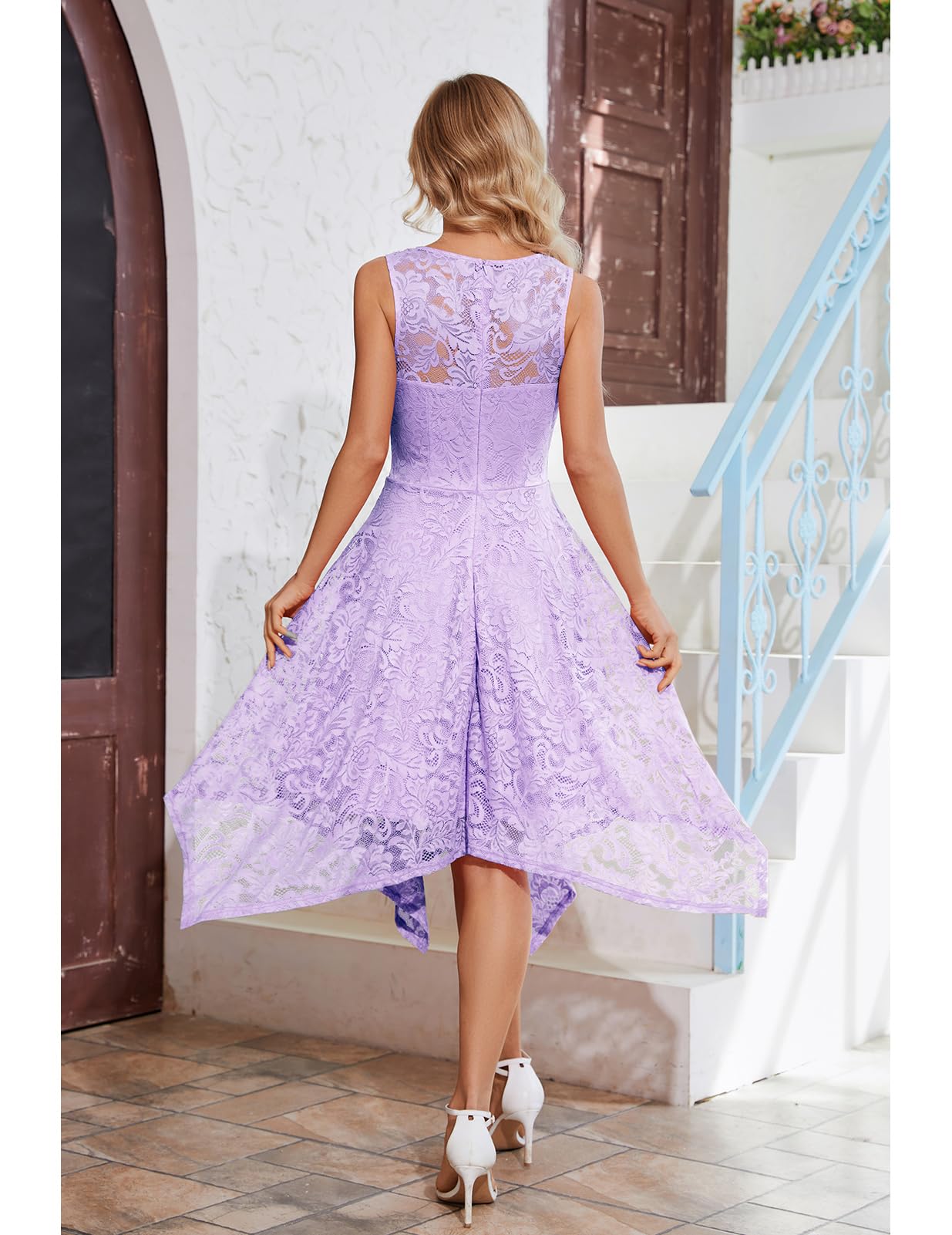 Meetjen Women's Cocktail Party Dresses 2025 - Elegant Handkerchief Hem Lace Formal Gown for Wedding Guest, Bridesmaid & Prom | Perfect for Evening Galas, Cocktail Receptions & Special Occasions