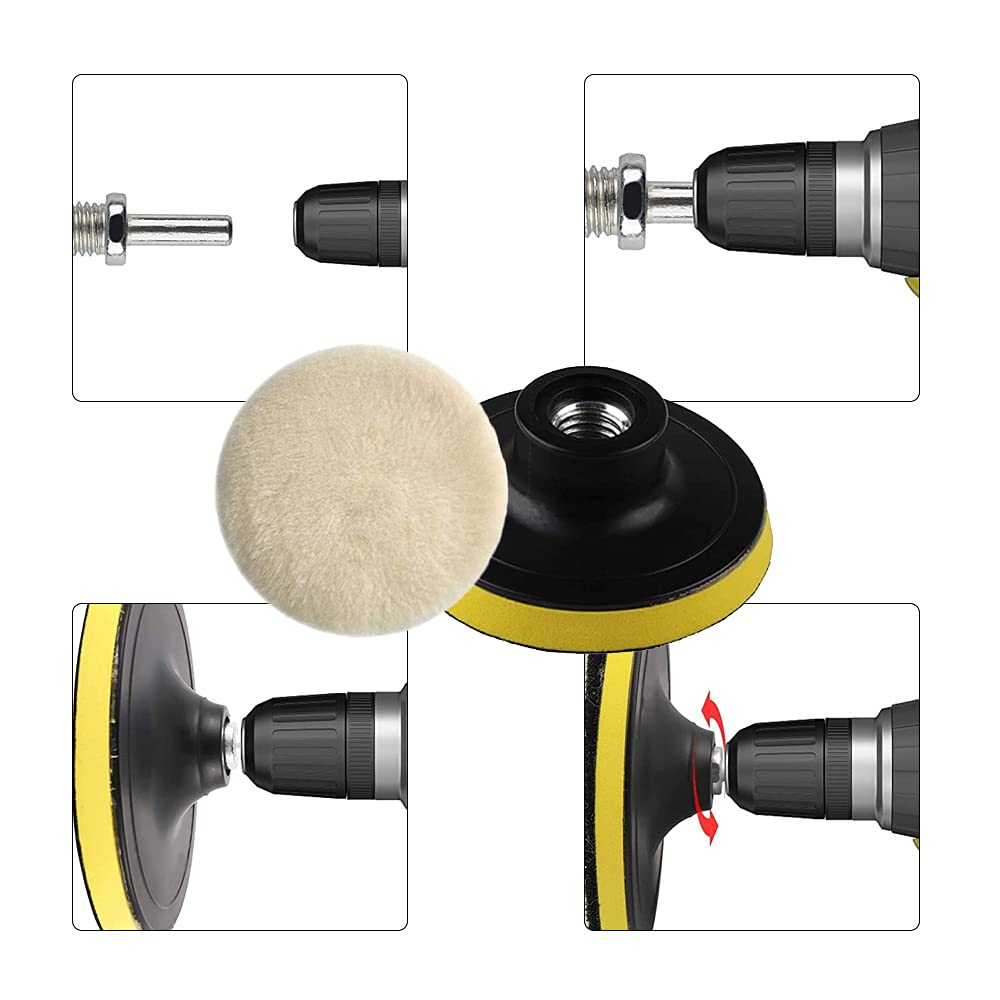 7-Piece Soft Wool Polishing Pads & Buffing Wheel Kit for Car Detailing - Perfect for Waxing, Polishing Bonnets, and Restoring Vehicle Shine