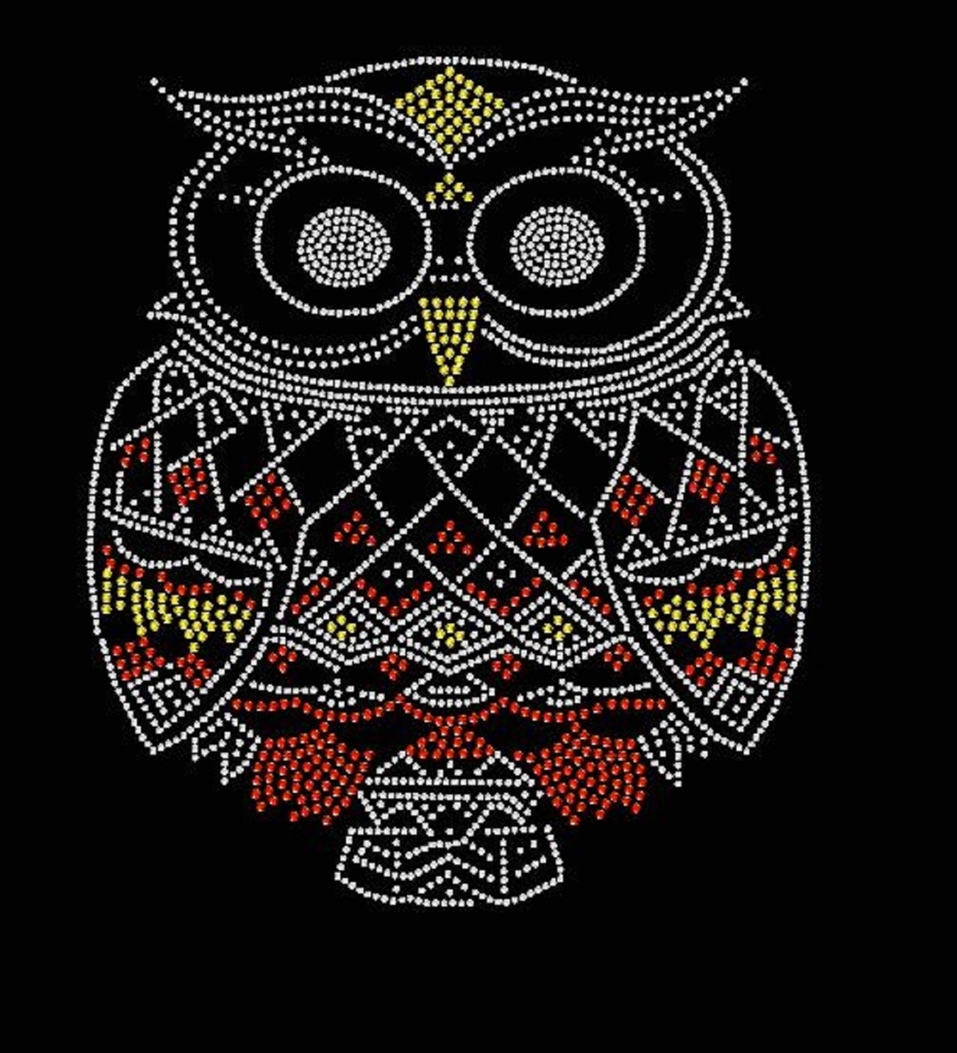 Colorful Owl Rhinestone Iron-On T-Shirt Design - Sparkling DIY Apparel Decoration for Women's Fashion, Kids' Crafts & Party Outfits