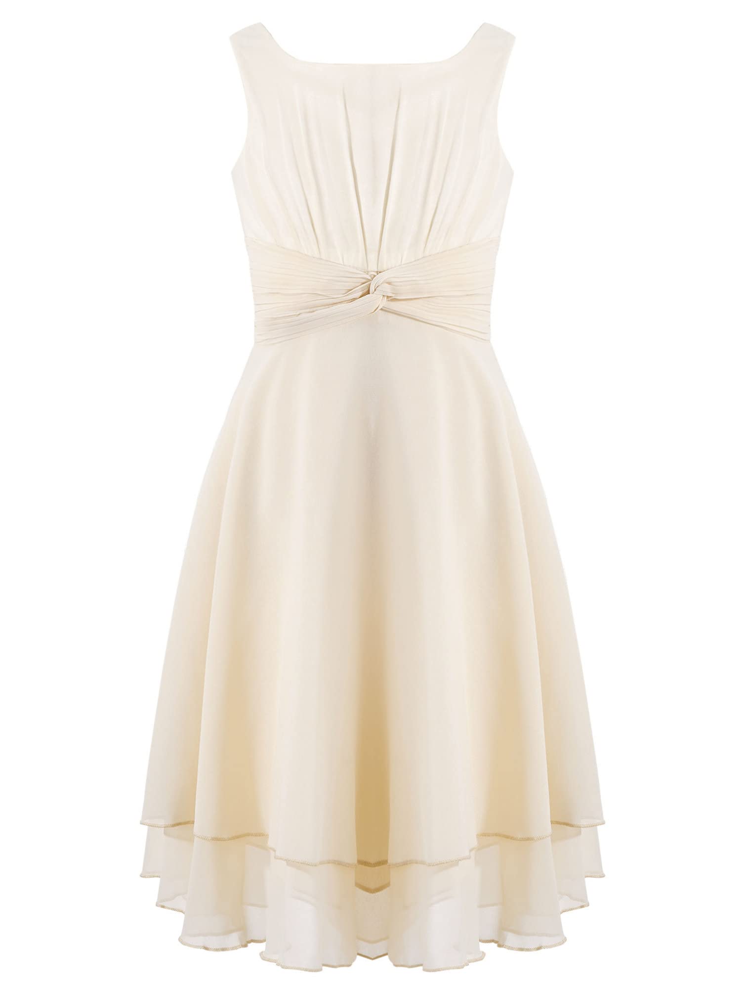 YONGHS Girls Princess Sleeveless Knotted Waist Ruched Chiffon Flower Girl Dress for Wedding Birthday Party - Perfect for Flower Girls, Pageants, and Special Occasions