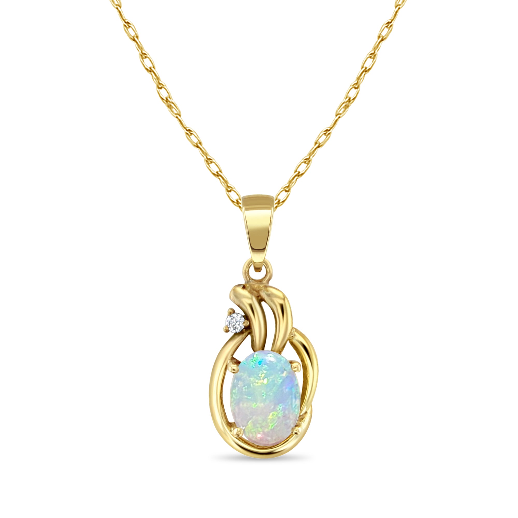 Exquisite Oval Opal Necklace with 14K Gold & Diamond Accents - Elegant Jewelry Gift for Women, Perfect for Weddings, Anniversaries & Special Occasions