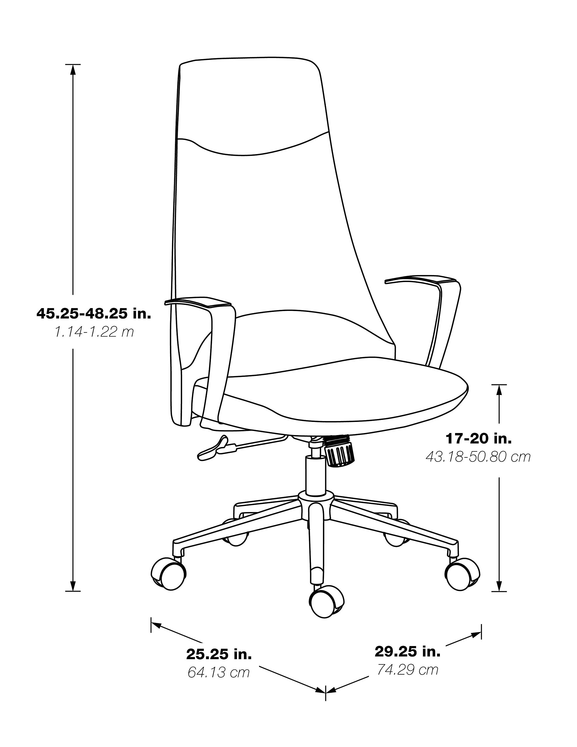 Office Star Antimicrobial Vinyl Adjustable High Back Ergonomic Office Chair with Padded Aluminum Arms & Chrome Base - Dillon Snow - Perfect for Home Office, Gaming Setup, and Professional Workspaces