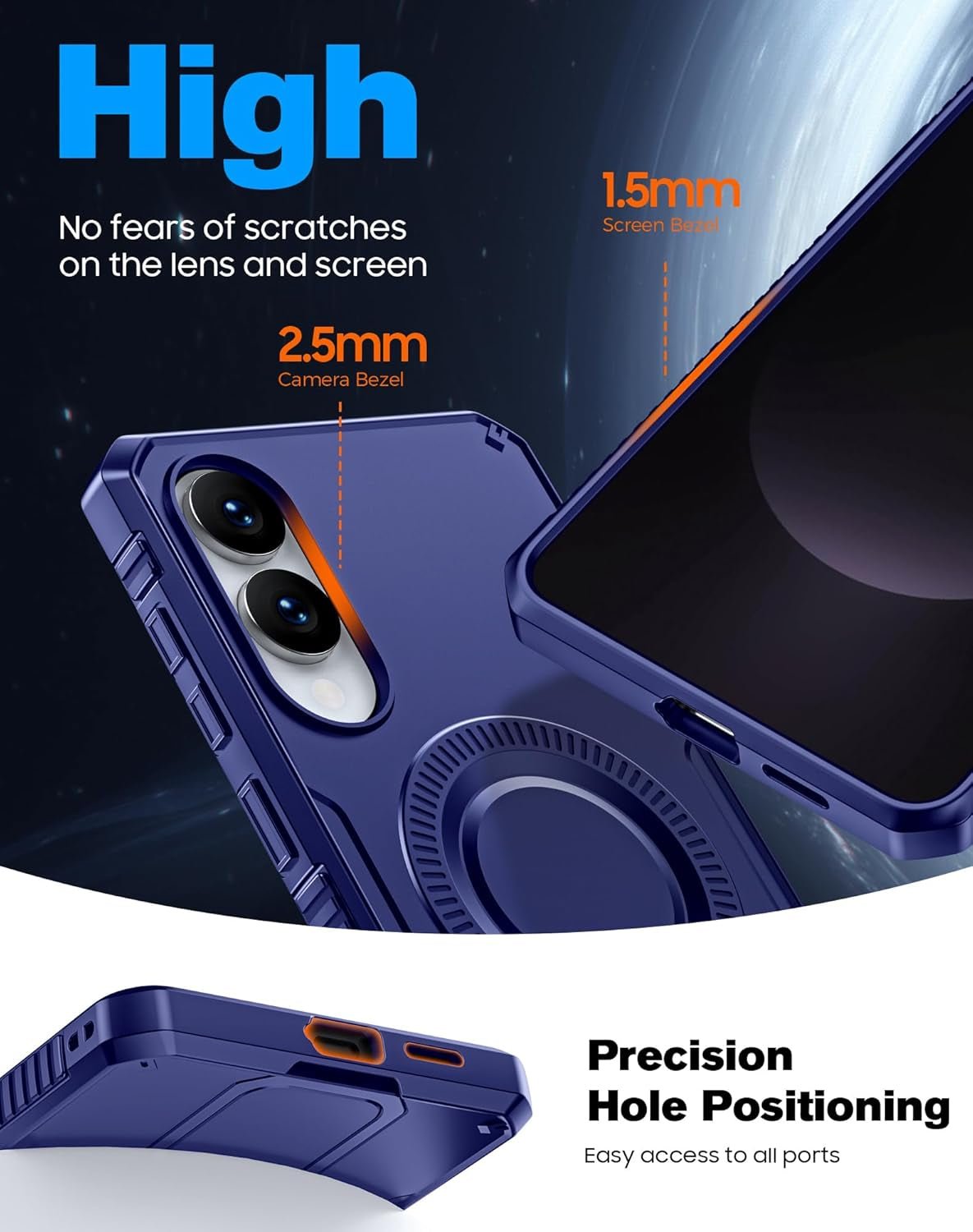 Samsung Galaxy S25 Edge Magnetic Ring Kickstand Phone Case - Shockproof Protective Cover with 360° Rotating Stand for Hands-Free Viewing, Compatible with Wireless Charging (Perfect for Watching Videos, Gaming & Video Calls)
