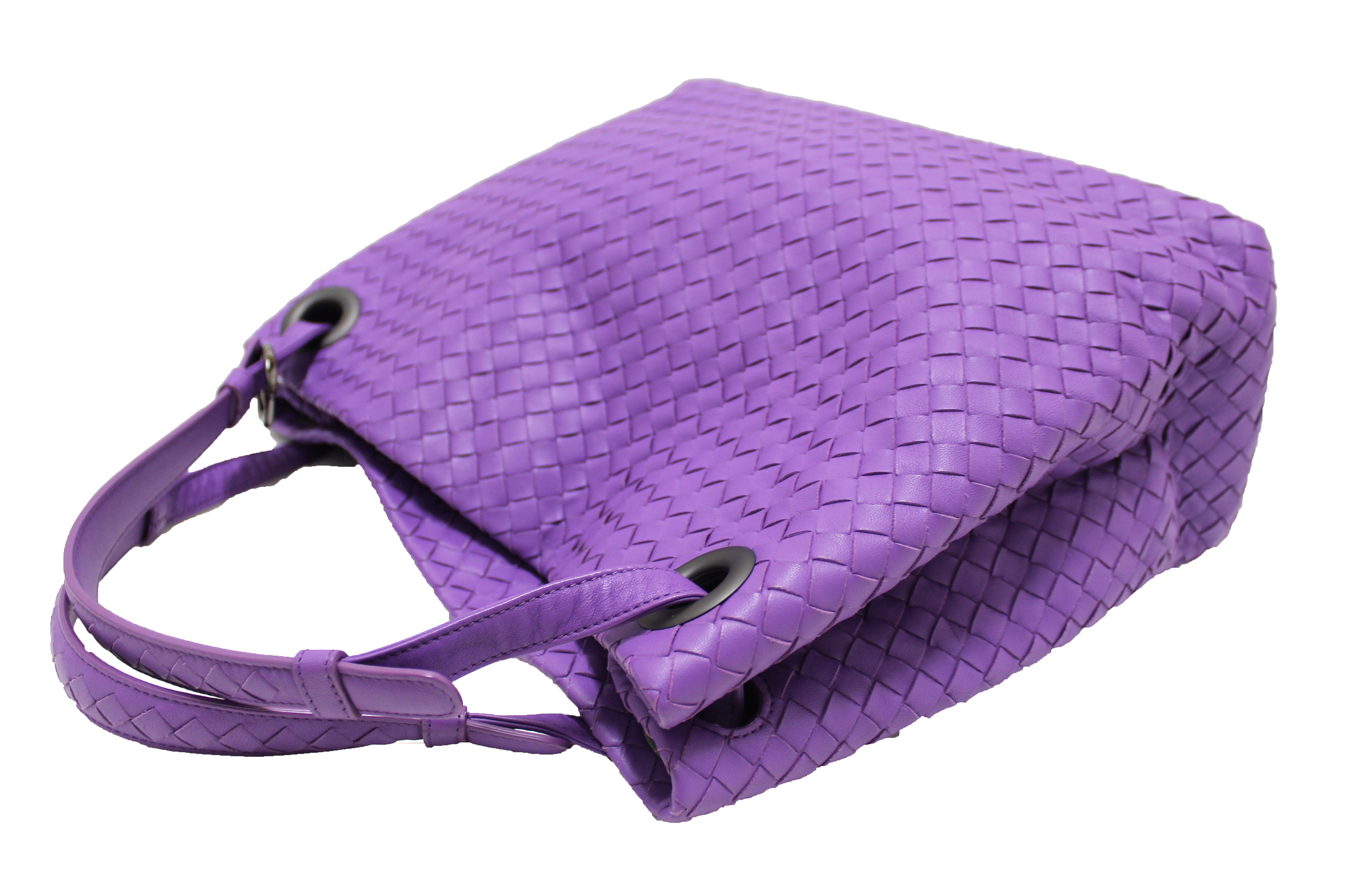 Authentic Bottega Veneta Purple Intrecciato Woven Nappa Leather Bella Tote Bag - Luxury Designer Handbag for Women, Perfect for Work, Travel & Everyday Use