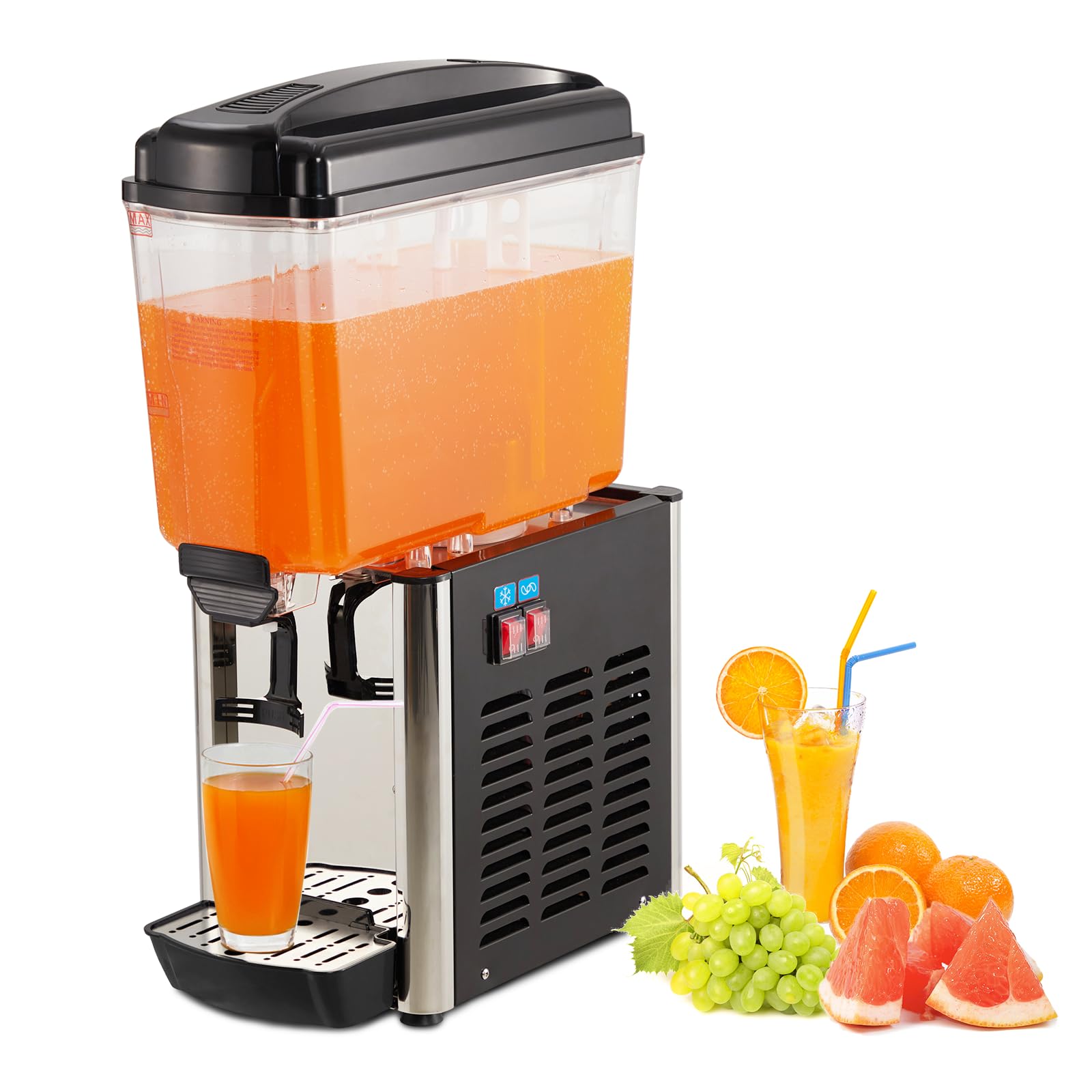 4.8 Gallon Commercial Beverage Dispenser - Stainless Steel Food Grade Drink Dispenser with Thermostat Controller for Slushy, Cold Drinks - Perfect for Restaurants, Hotels, Parties & Events