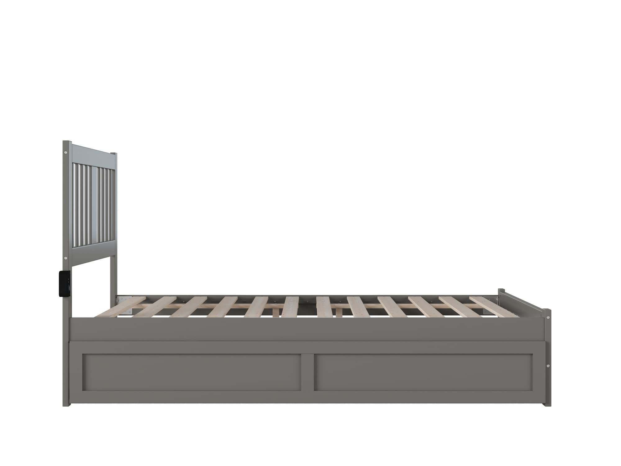 AFI Tahoe Full Size Platform Bed with Footboard & Twin Trundle in Grey - Modern Wooden Bed Frame for Guest Room, Kids Room or Small Space - Perfect for Sleepovers and Space Saving Solutions