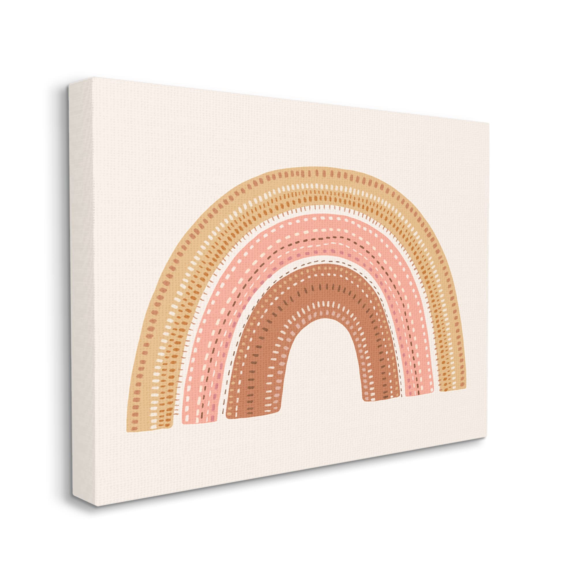 Stupell Industries Earthly Boho Rainbow Embroidery Stitch Wall Art - Handmade Inspired Pattern by Nancy McKenzie - Perfect for Bohemian Home Decor, Nursery & Living Room Wall Hangings