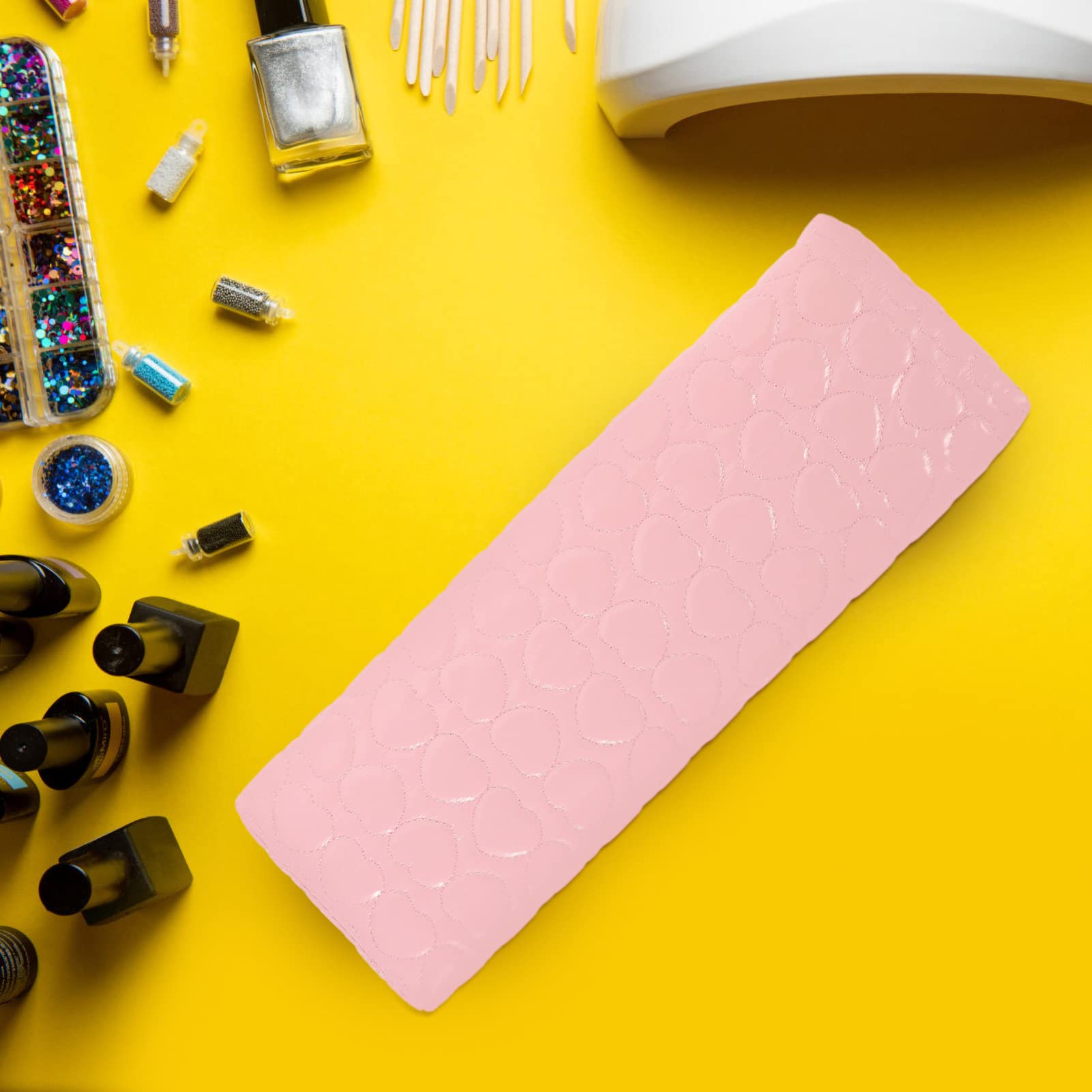 FOMIYES Nail Art Hand Pillow - Manicure Wrist Rest Cushion for Nail Artists, Desktop Hand Support for Gel Polish & Acrylic Nail Application - Soft PU Leather Pink Hand Rest (Perfect for Salon, Home Manicure & Nail Art Practice)
