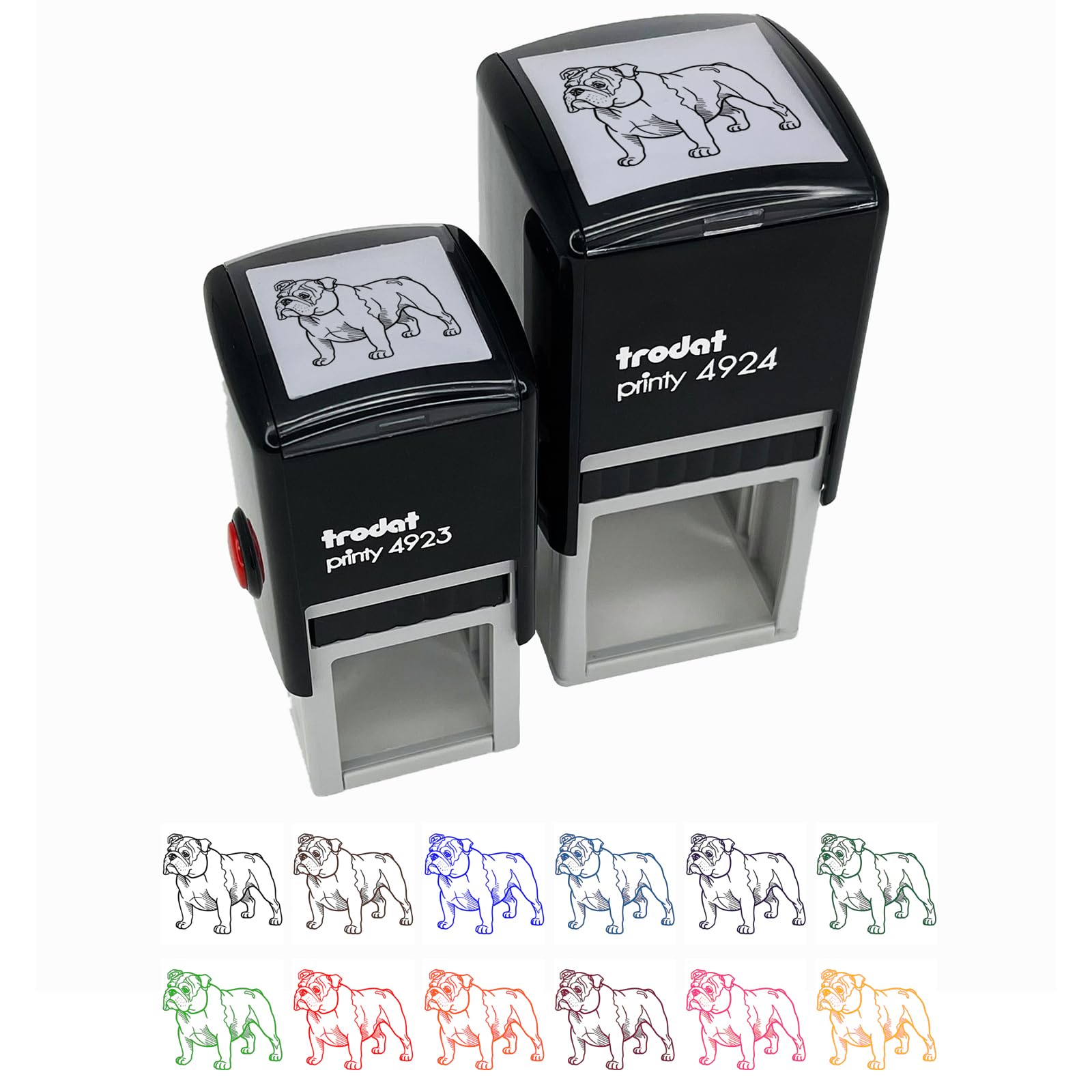 Gentle English Bulldog Pet Dog Self-Inking Rubber Stamp - 1 Inch Small Custom Stamp with Blue Ink - Perfect for Scrapbooking, Card Making & DIY Crafts