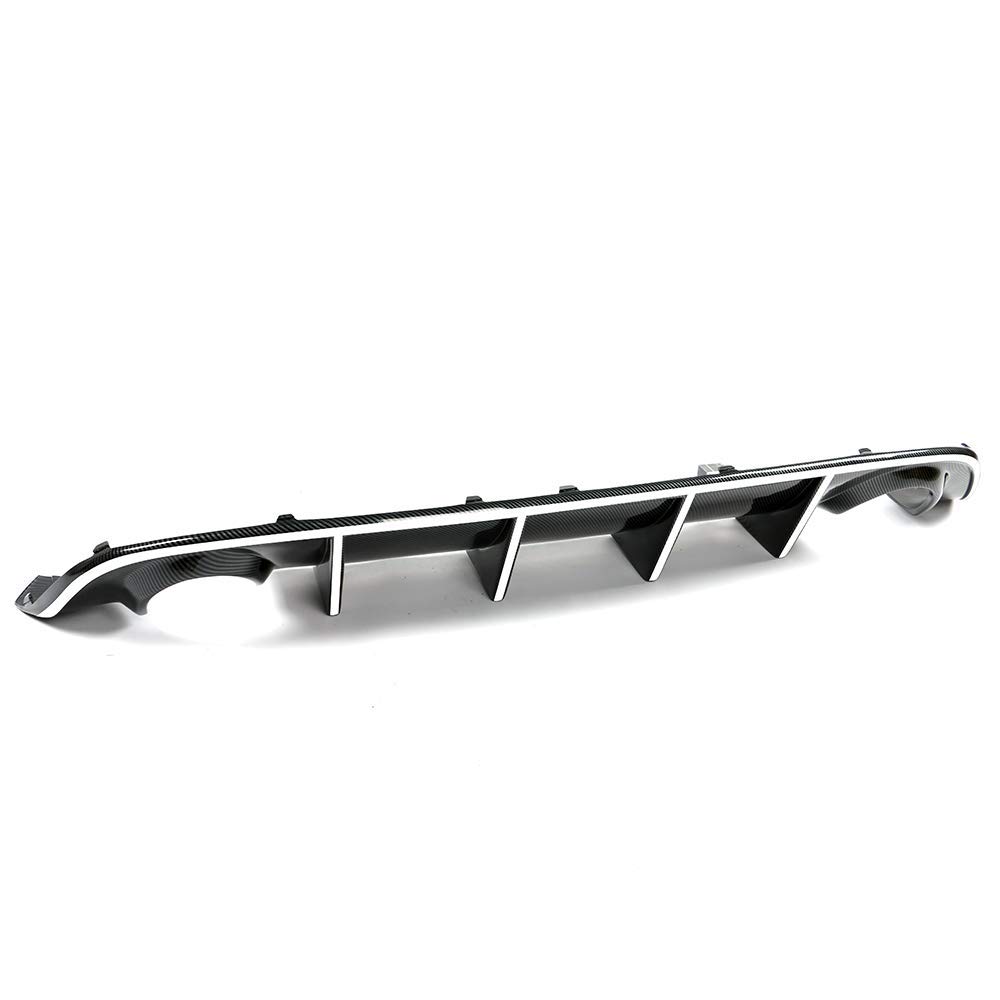 IKON MOTORSPORTS Bumper Lip Spoiler for 2015-2023 Dodge Charger SRT - Factory Style Rear Diffuser with White Reflective Tape - Enhances Aerodynamics & Sporty Look for Street Racing & Car Shows