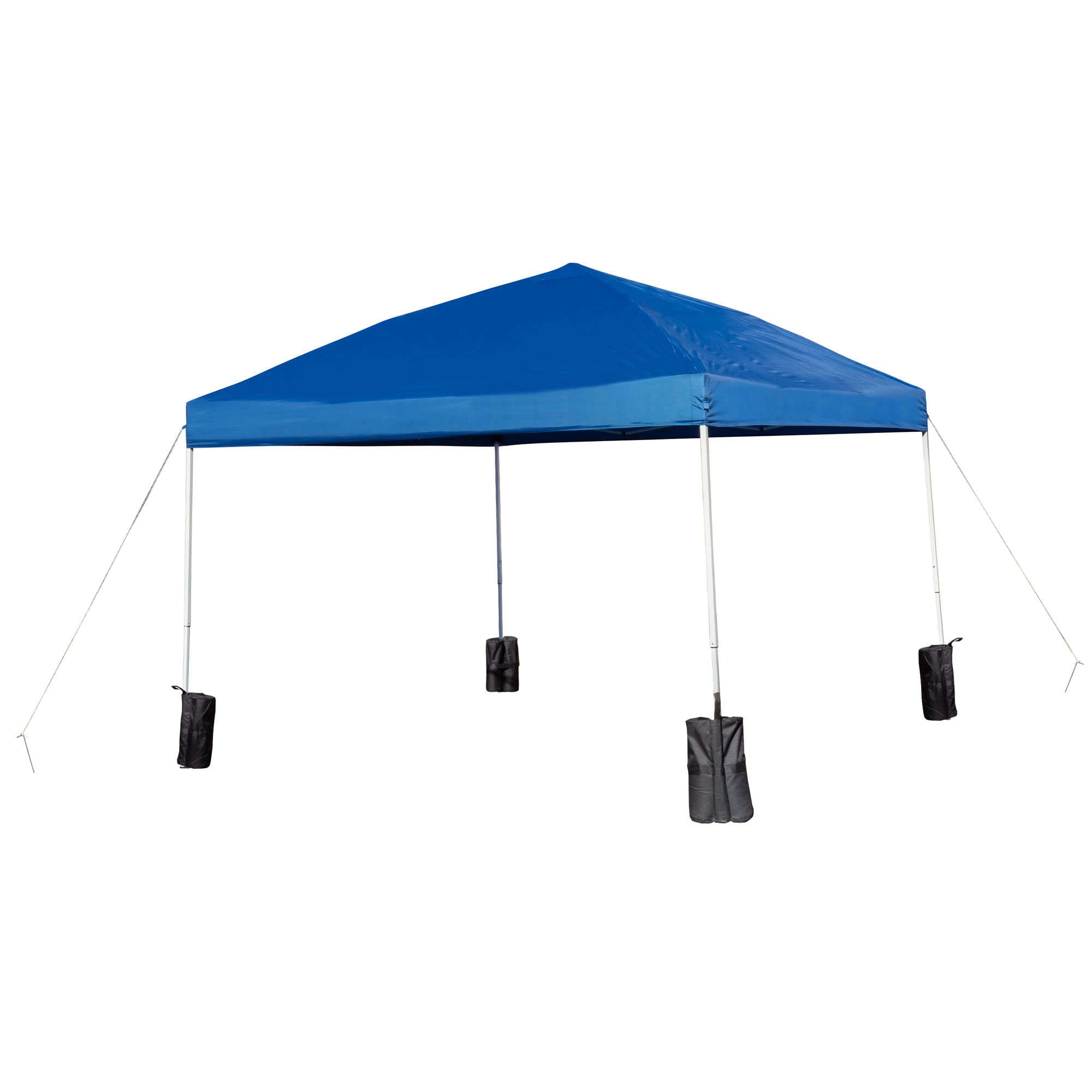 Flash Furniture Harris 10'x10' Blue Pop Up Canopy Tent with Wheeled Carry Case & Folding Bench Set - Portable Outdoor Shelter for Tailgating, Camping, Beach Parties, Farmers Markets & Backyard Events