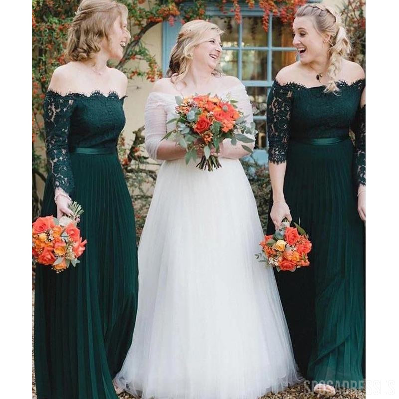 Elegant Off Shoulder 1/2 Sleeves Bridesmaid Dress - WG748 | Affordable Wedding Party Gown for Bridesmaids | Perfect for Formal Events, Weddings & Special Occasions