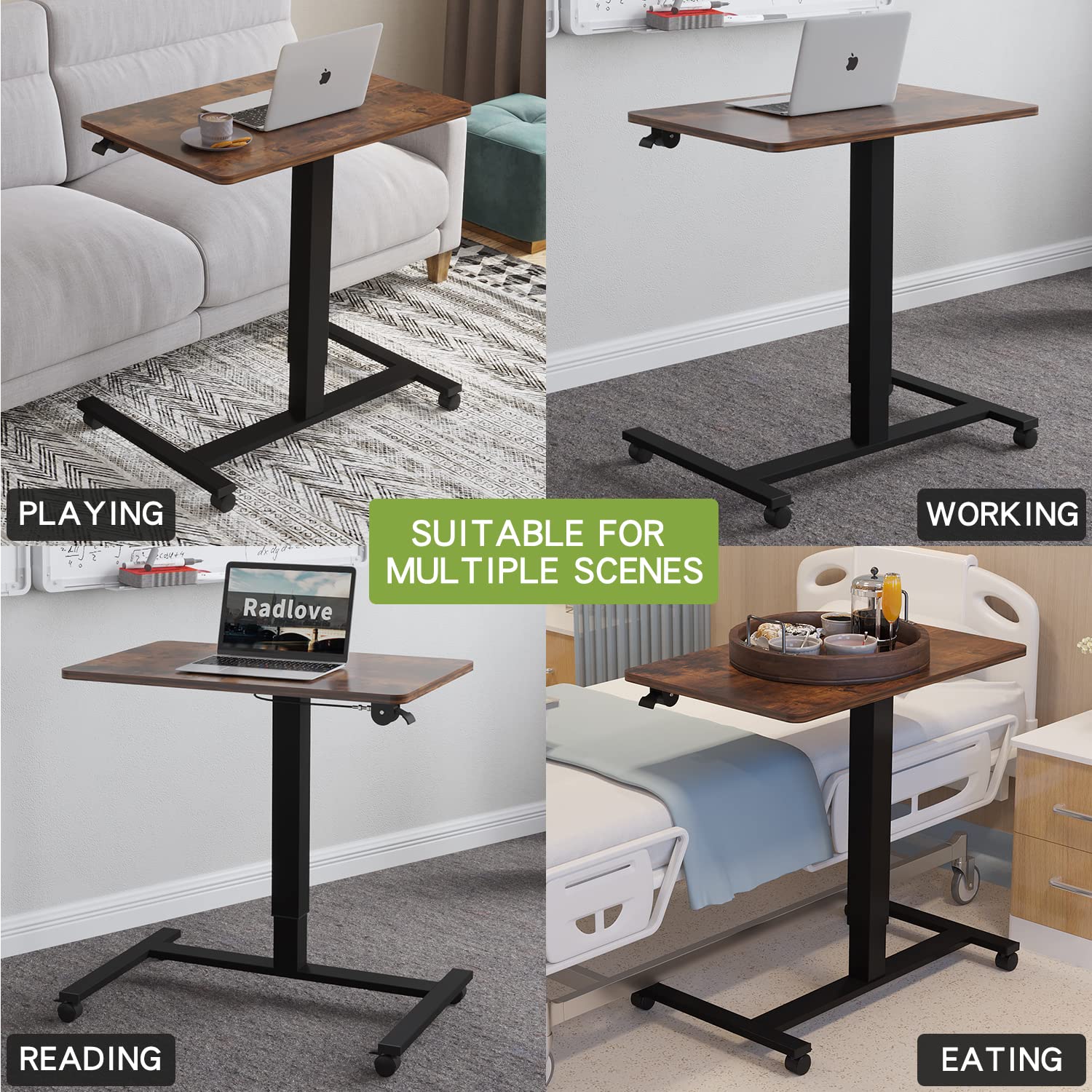 Height Adjustable Mobile Standing Desk - 28 x 20