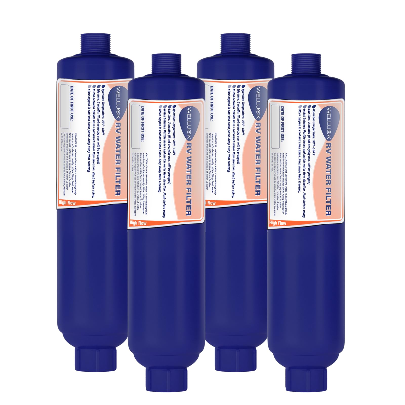 WELLUCK RV Camper Inline Water Filter 4-Pack - Reduce Chlorine, Odor & Sediment | Universal for Camping Trailers, Motorhomes, Boats & Marine Use | Clean Drinking Water & Safe Car Washing Accessories