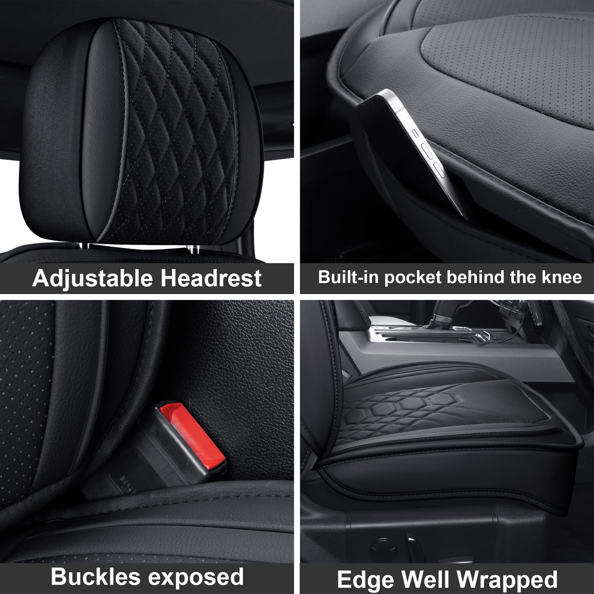 Premium Waterproof Synthetic Leather Seat Covers Full Set for 2013-2021 Dodge RAM 1500/2500/3500 Pickup Trucks - Black Car Seat Protectors for Comfort & Durability | Perfect for Off-Roading, Work Commutes & Family Road Trips