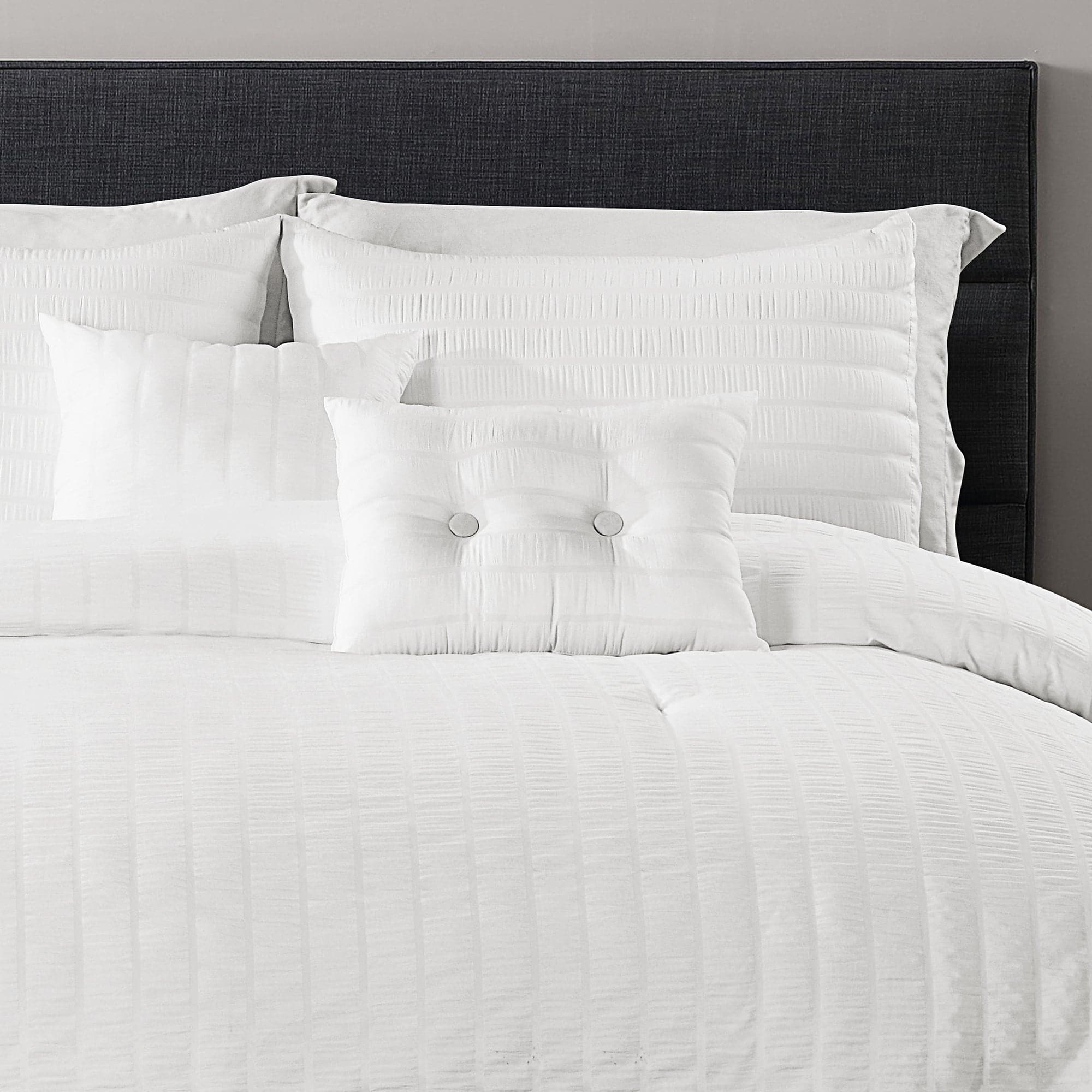Farmhouse Seersucker 5-Piece Comforter Set - Queen Size, Soft & Breathable Bedding Set with Pillow Shams - Perfect for Cozy Bedroom Decor & Guest Room Essentials