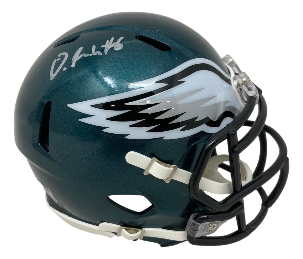 Devonta Smith Autographed Philadelphia Eagles Mini Speed Helmet - Limited Edition Collectible - Perfect for Eagles Fans, Sports Memorabilia Collectors, and Game Room Decor