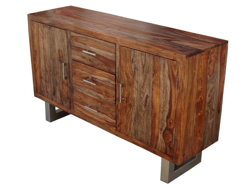 Solid Wood Sideboard - Indian Cromer Design - Natural Finish - 40x145x85cm - Perfect for Dining Room, Living Room & Home Storage