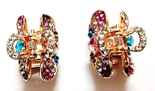 Go Traders - 2 Pairs Multicolor Metal Hair Clips for Women & Girls | Hair Clutch Accessories for Parties, Weddings & Everyday Styling