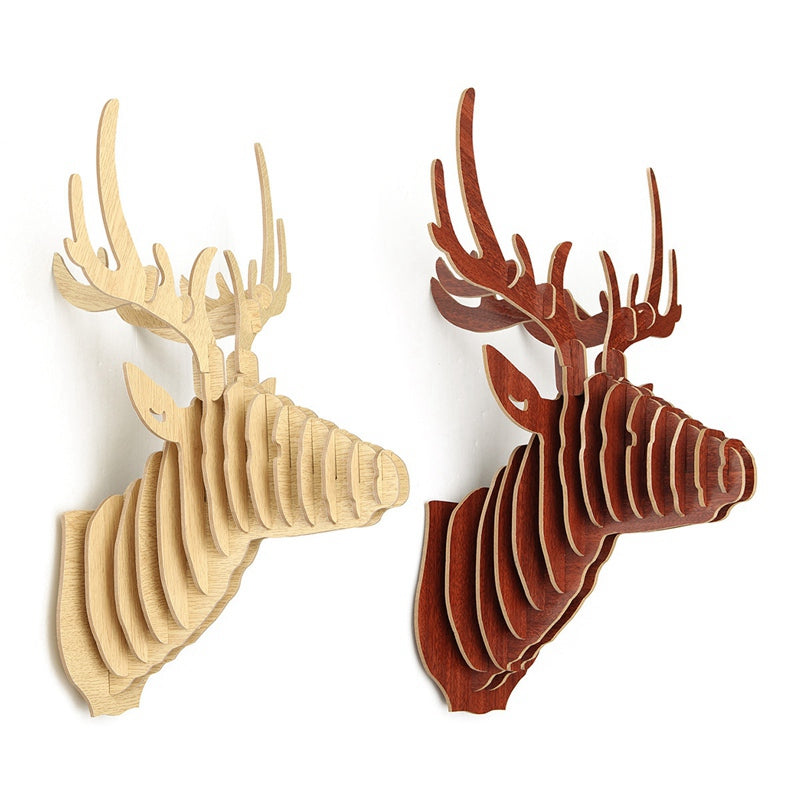 3D Wooden Puzzle DIY - Deer Head Wall Hanging Sculpture | Elk Animal Wildlife Model | Handmade Home Decor Gift for Nature Lovers | Perfect for Living Room, Nursery, or Cabin Decor