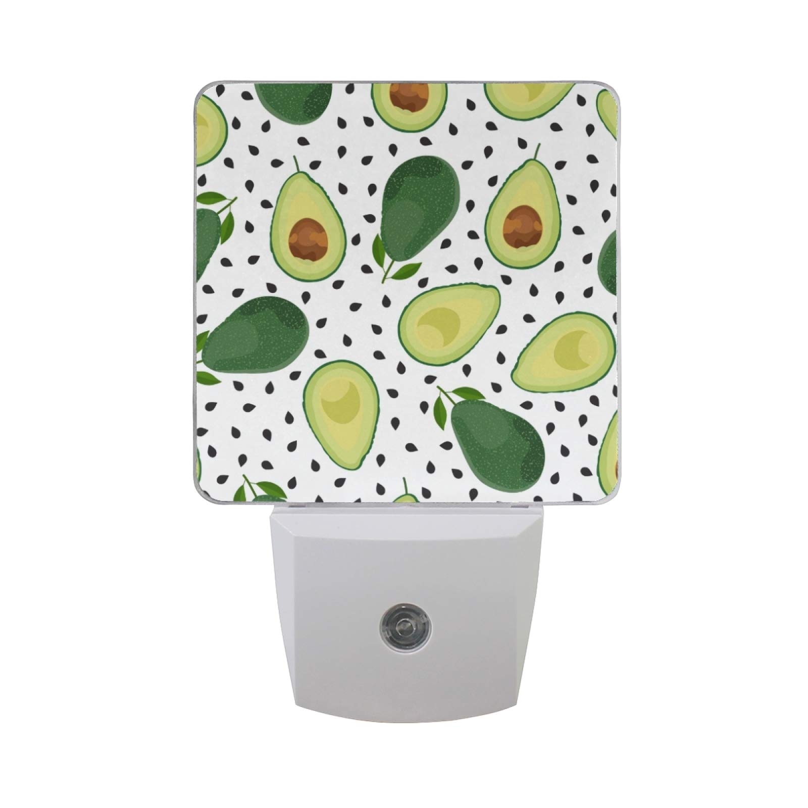 Vikko Avocado Dot Fruit Night Light Plug in 2 Pack - LED Dusk to Dawn Sensor Nightlight for Kids & Adults - Perfect for Bedroom, Nursery, Living Room, Hallway & Home Decor - Energy Saving Night Lamp for Safety & Ambiance