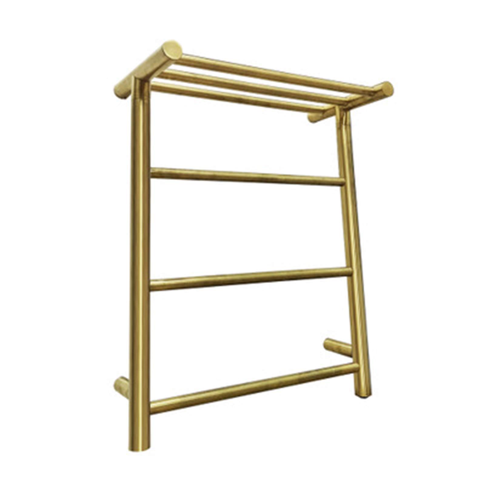 Energy Efficient 35W Electric Heated Towel Rack - Wall Mounted 304 Stainless Steel Towel Warmer with Top Shelf & LED Switch (Brushed Gold) | Perfect for Bathroom, Spa, and Luxury Home Use