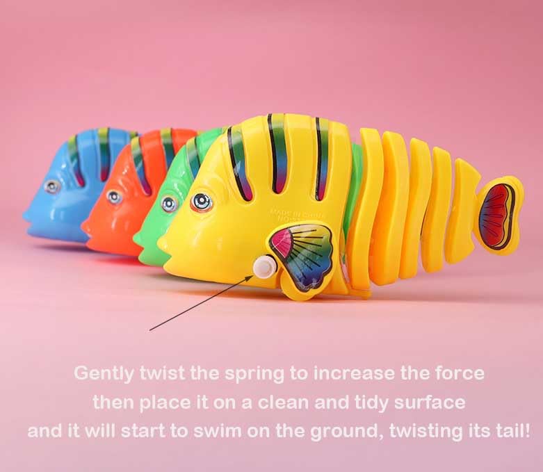 6 PCS Wind-Up Swinging Cartoon Fish Toys - 360° Rotating Plastic Wiggle Fish, Fun Creative Kids Toys for Parent-Child Interactive Play | Perfect Birthday Party Favors & Gifts for Toddlers (Ideal for Pool Parties, Bath Time Fun & Early Learning Activities)