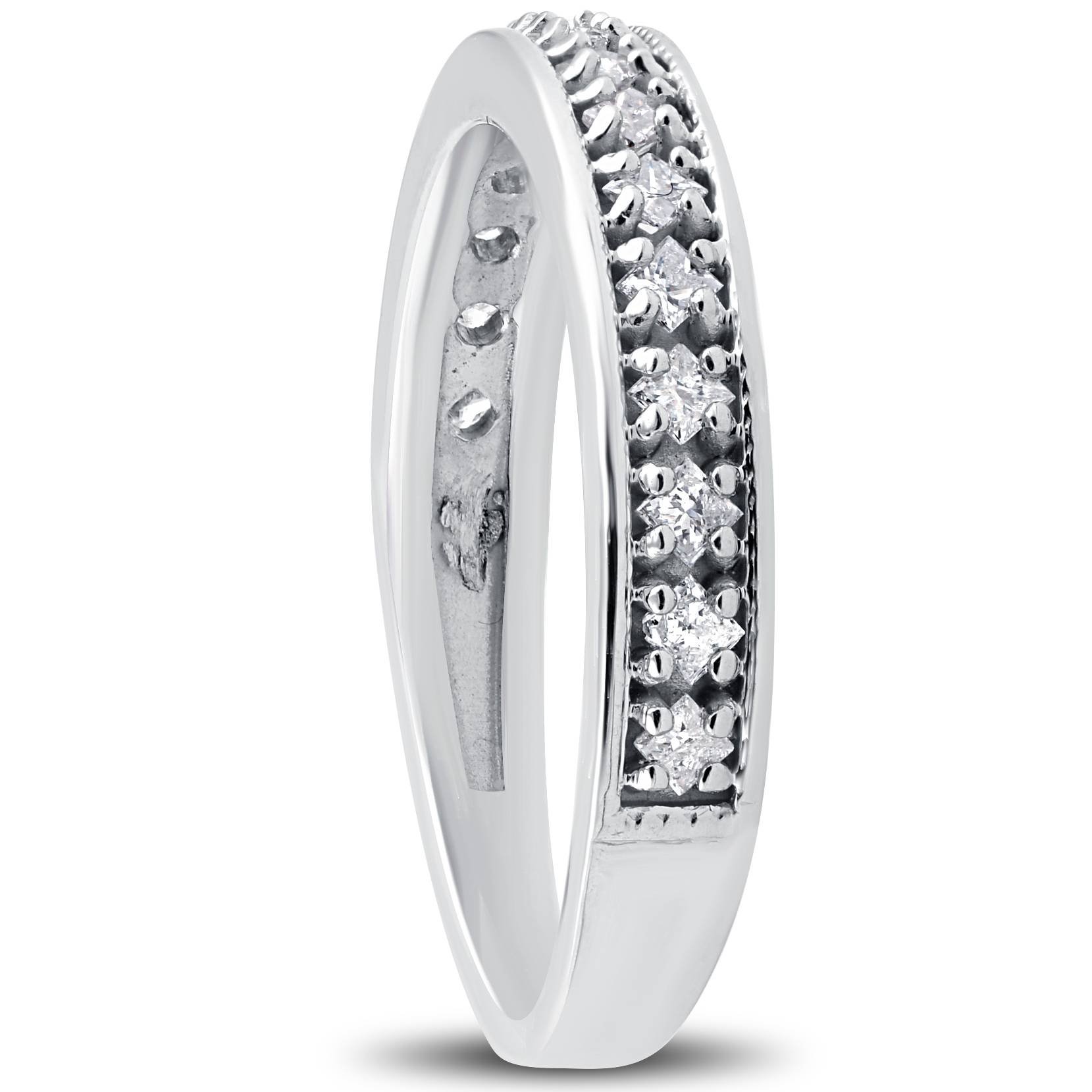 1/3 Carat Princess Cut Diamond Wedding Ring in 14K White Gold - Elegant Engagement & Bridal Jewelry for Women