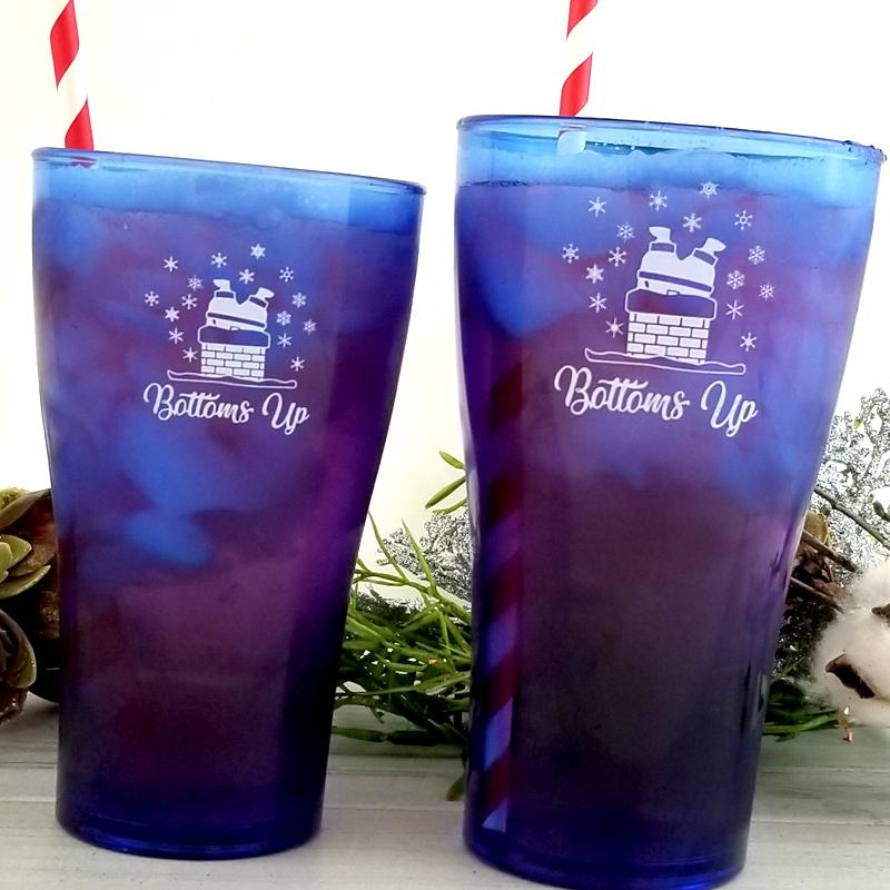 Blue Bottoms Up Plastic Cups - Set of 2 Sizes (16oz & 24oz) for Parties, BBQs, and Outdoor Events
