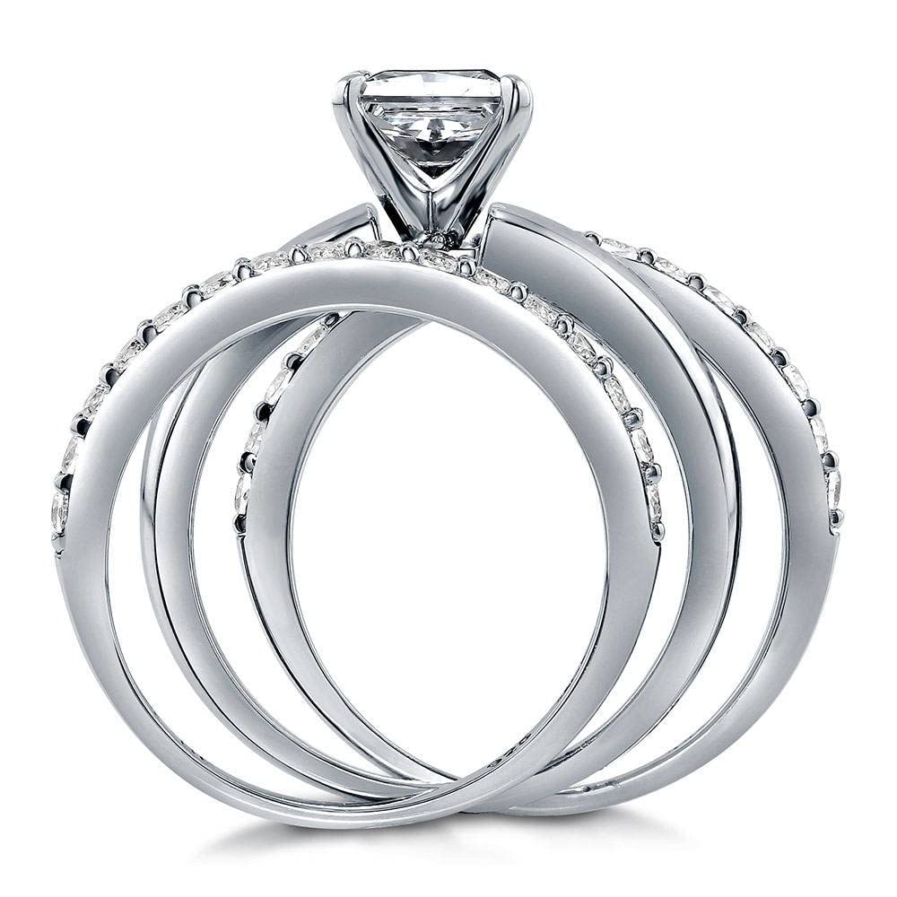 BERRICLE 1.2 Carat Princess Cut Cubic Zirconia Sterling Silver Solitaire Engagement & Wedding Ring Set for Women - Rhodium Plated, Size 4-10 - Perfect for Proposals, Anniversaries & Bridal Jewelry