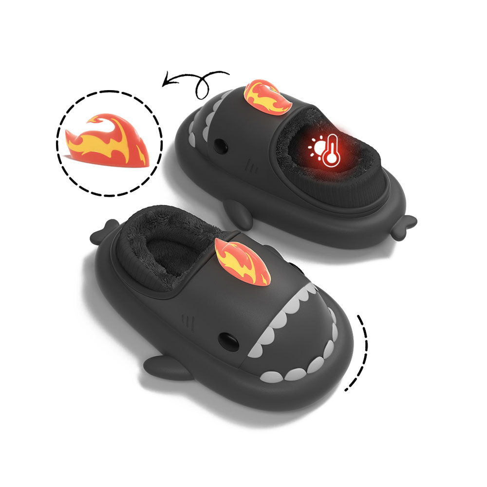 Shark Slippers for Men & Women - Winter Warm Kaiju Monster Design with Heel Cover - Cozy House Shoes for Indoor & Outdoor Use