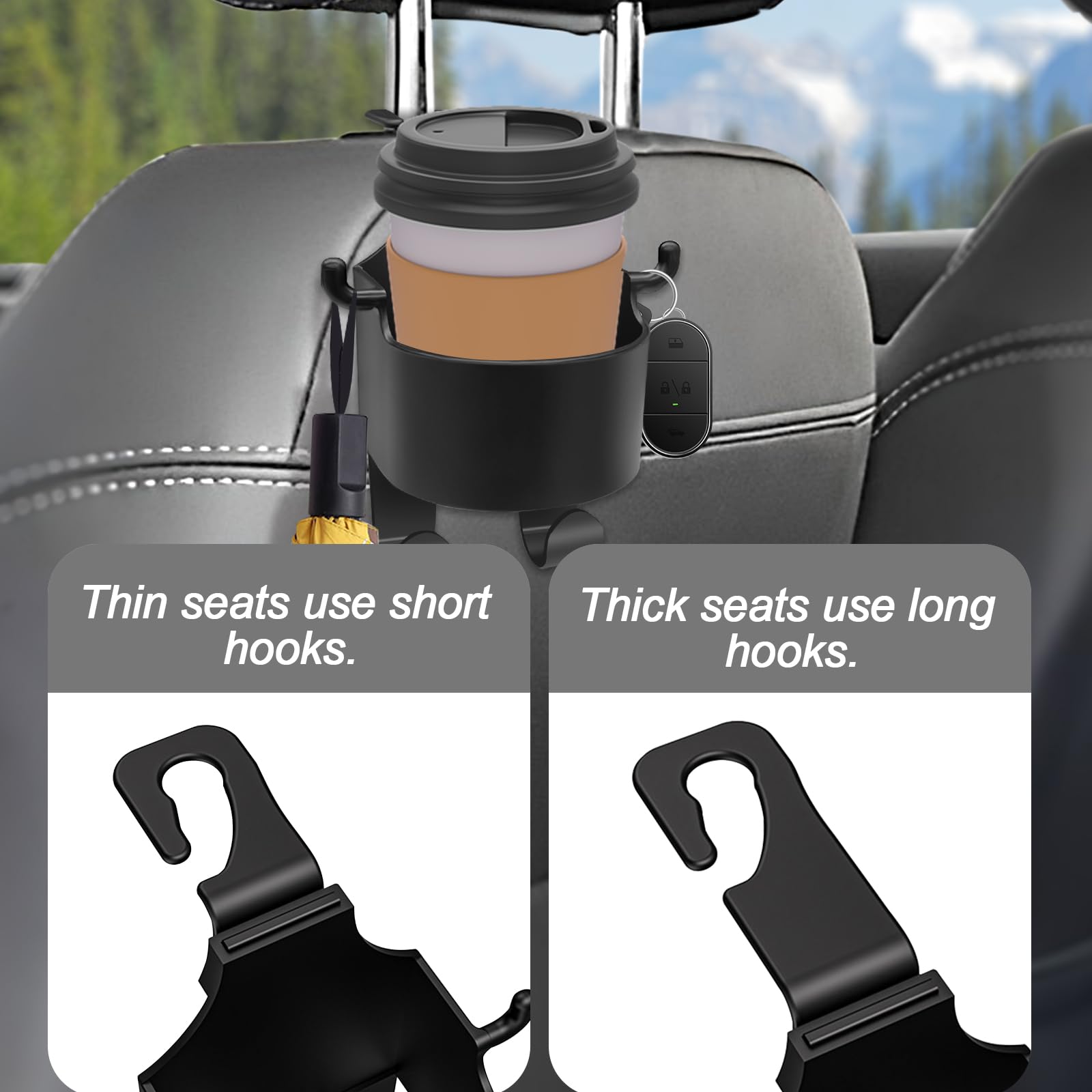 2 Pack Car Headrest Organizer - 3-in-1 Phone & Cup Holder for Travel