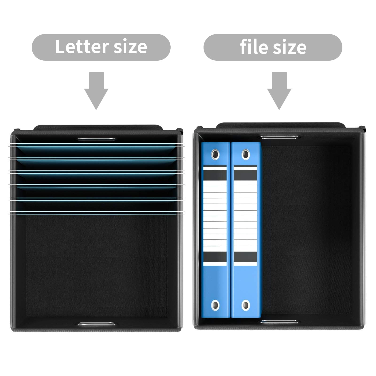 Huolewa Upgraded Collapsible File Storage Organizer Boxes with Lids - Portable Large Linen Hanging Filing Box for Home & Office Organization - Decorative File & Folder Storage System (Grey, 2-Pack) - Perfect for Desk, Closet, and Document Management