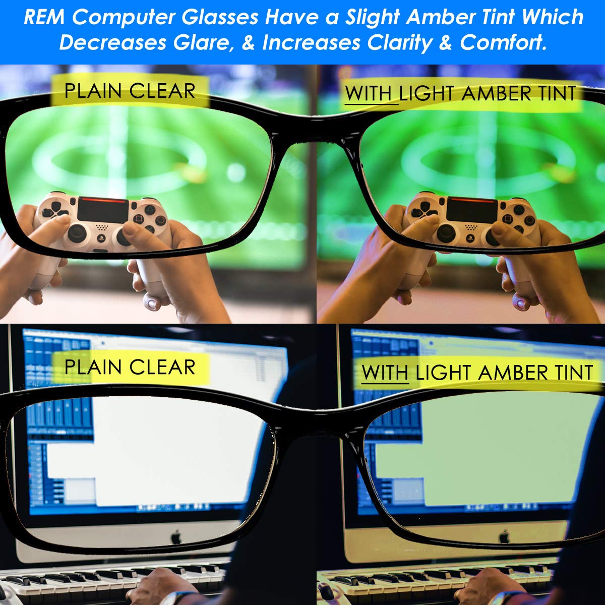 Blue Light Blocking Reading Glasses - Anti Glare & Eye Strain Relief for Computer & Digital Screen Use - proSPORT Computer Reader Glasses for Work, Gaming & Reading