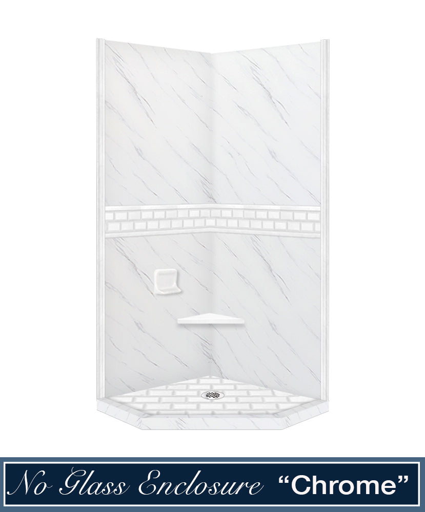 Premium Carrara Marble Subway Tile Shower Enclosure Kit - Waterproof Bathroom Wall Panel System for Modern & Luxury Bathroom Renovations (Perfect for Master Bath, Guest Bath & Spa Retreats)
