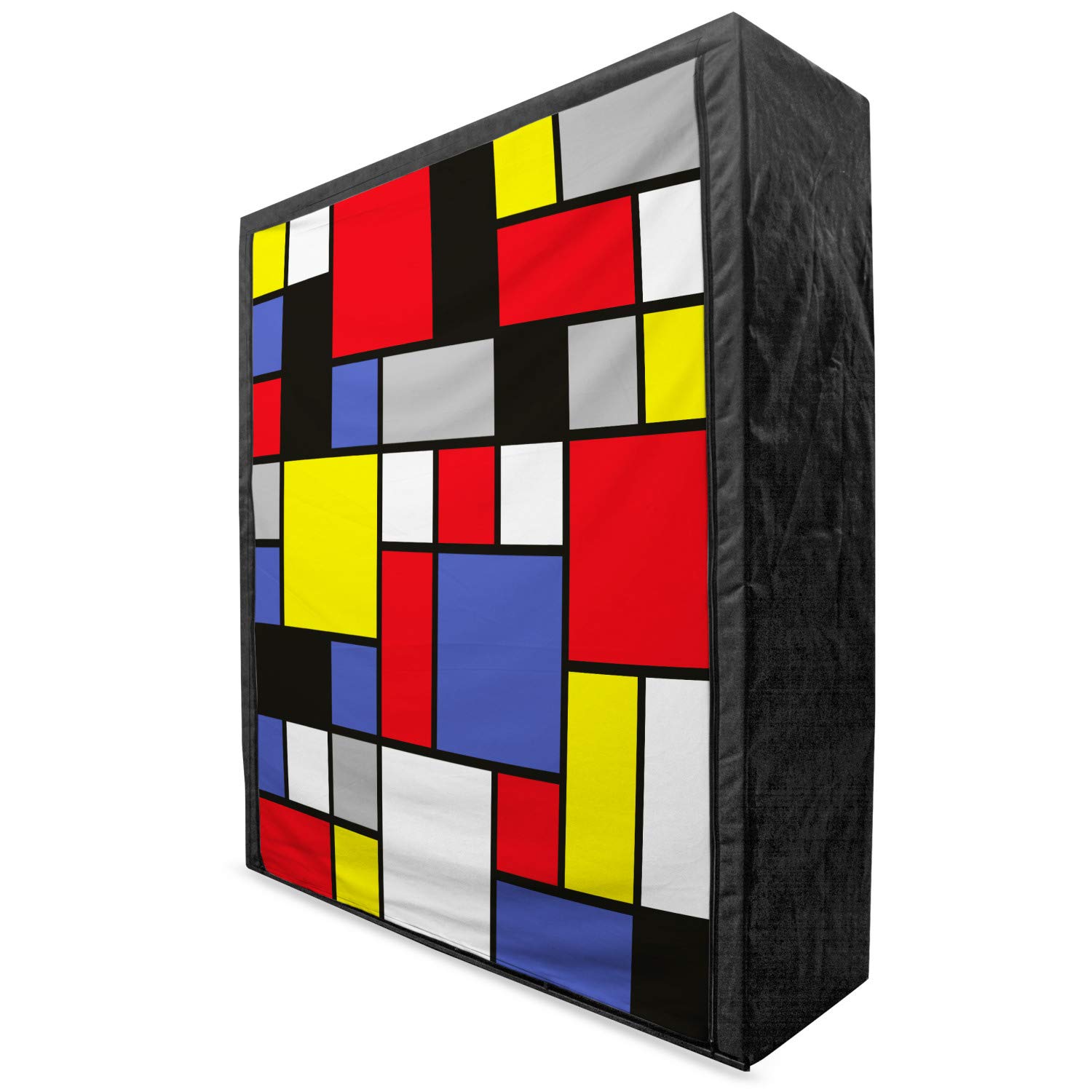 Ambesonne Art Portable Fabric Wardrobe - Colorful Geometric Print Clothing Organizer with Shelves | 59