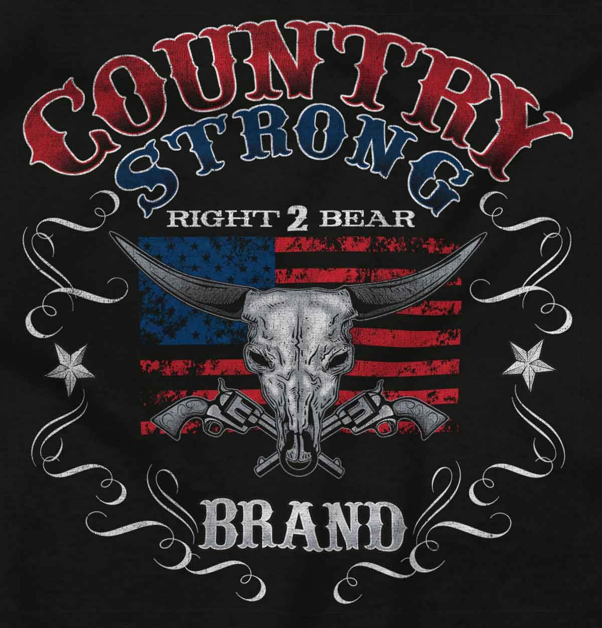 Brisco Brands Country Strong Longhorn Gun Rights Men's Long Sleeve T-Shirt | Patriotic American Western Style Tee for Hunting, Outdoor & Casual Wear