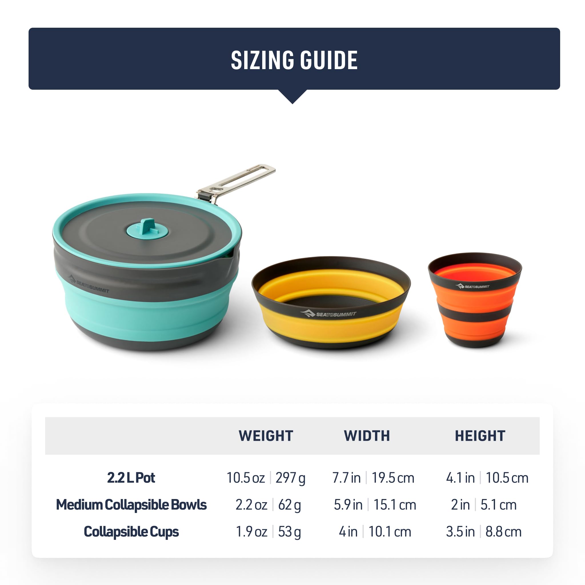Sea to Summit Frontier Ultralight Collapsible Cook Set for 2 - 1 Pot, 2 Bowls & 2 Cups | Compact Camping Cookware for Backpacking, Hiking & Outdoor Adventures