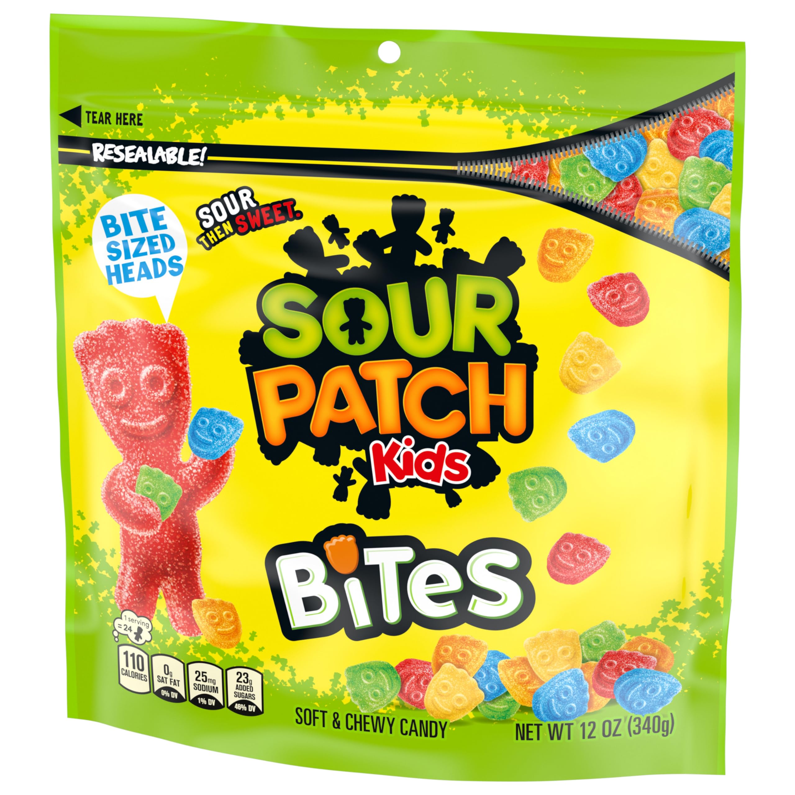 Sour Patch Kids Soft & Chewy Candy Bites - 12 oz Bag | Sweet & Tangy Sour Gummy Treats for Parties, Movies & Snacking