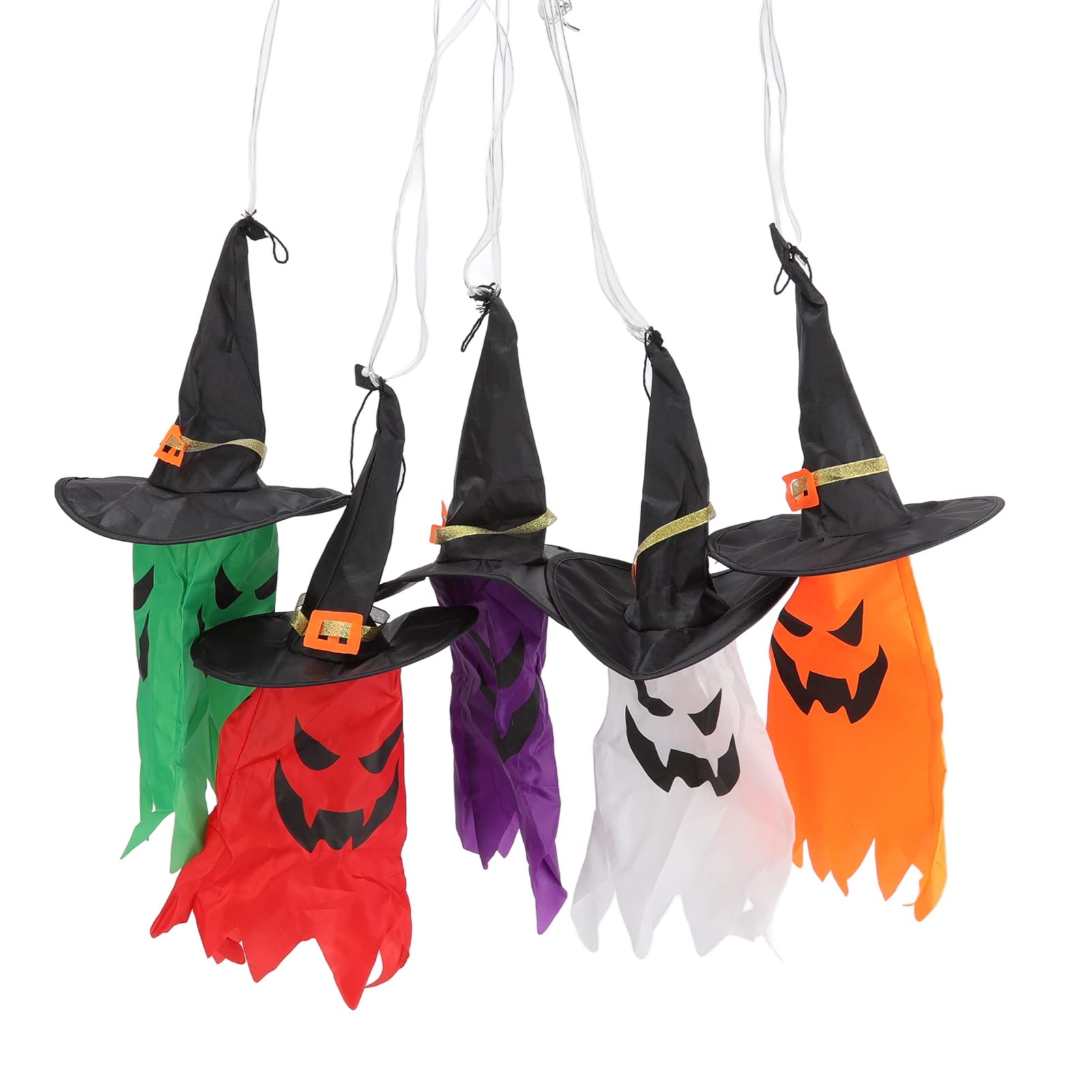 5-Color Halloween Ghost Hat Lights - Battery Powered Glowing Outdoor Decor for Garden, Party, Tree & Yard | Spooky Hanging Decorations for Halloween Night, Trick-or-Treating & Haunted House Themes